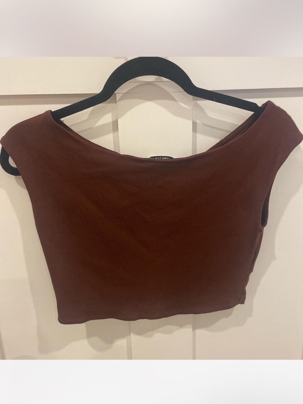 Zara Brown Cropped Boatneck Sleeveless Top size L NWOT